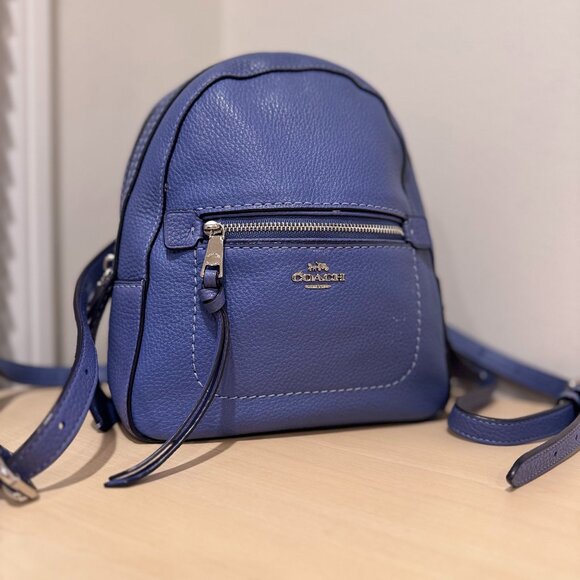 Coach Mini Charlie Rucksack Leather Backpack Blue Silver Hardware - Picture 2 of 13